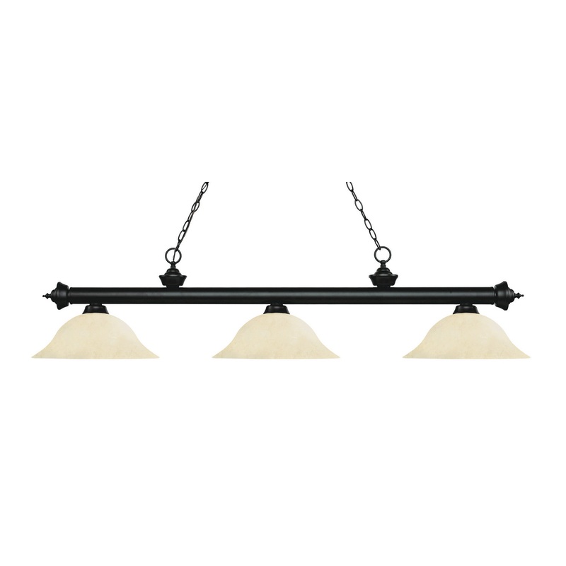 Z-Lite 200-3MB-GM16 Riviera Three Light Island Pendant, Matte Black