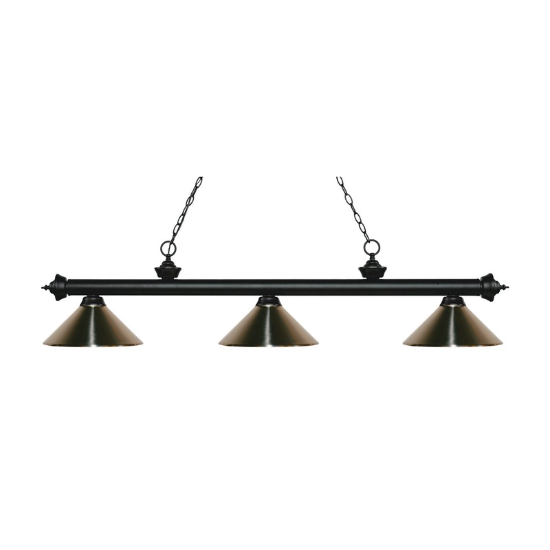 Z-Lite 200-3MB-MBN Riviera Three Light Island Pendant, Matte Black