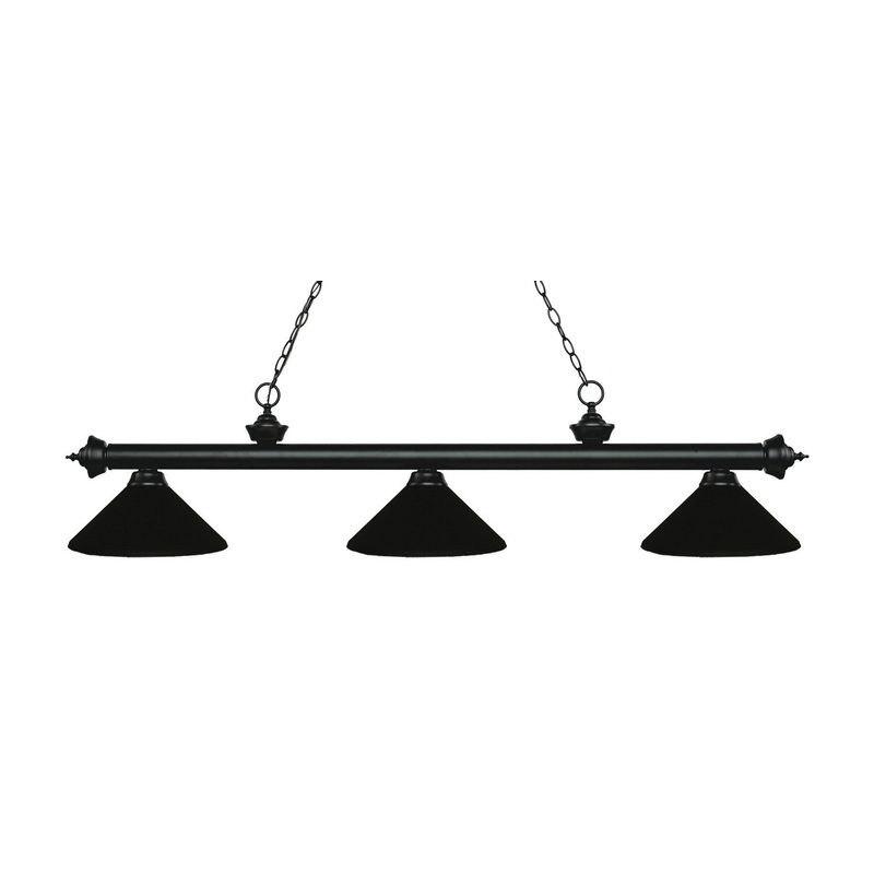 Z-Lite 200-3MB-MMB Riviera Three Light Island Pendant, Matte Black