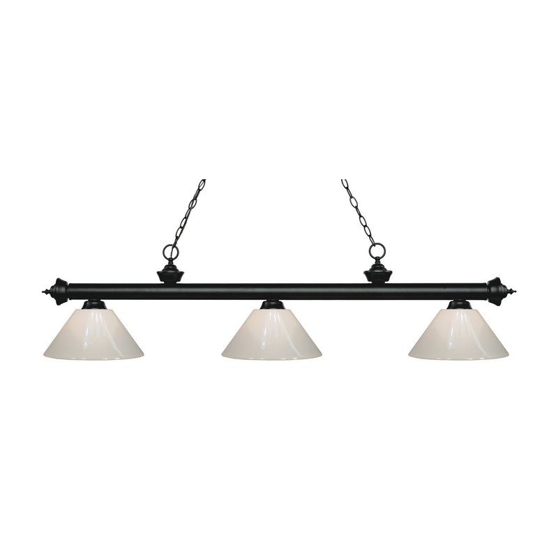 Z-Lite 200-3MB-PWH Riviera Three Light Island Pendant, Matte Black