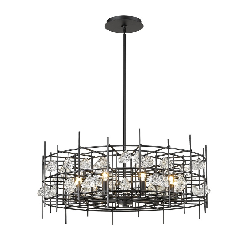 Z-Lite 4007-32MB Garroway Nine Light Chandelier, Matte Black