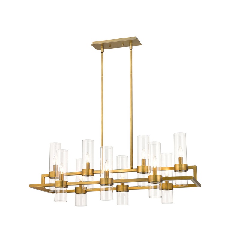 Z-Lite 4008-10RB Datus Ten Light Chandelier, Rubbed Brass