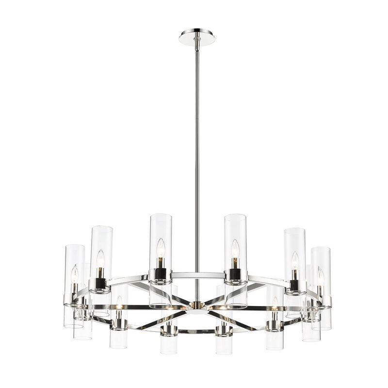 Z-Lite 4008-12PN Datus 12 Light Chandelier, Polished Nickel