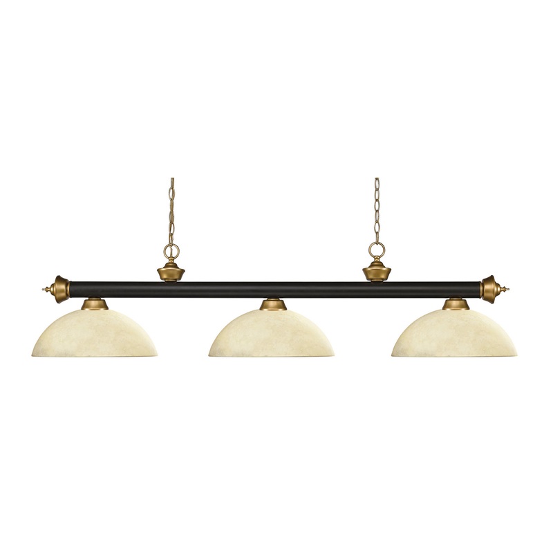Z-Lite 200-3BRZ+SG-DGM14 Riviera Three Light Island Pendant, Bronze / Satin Gold