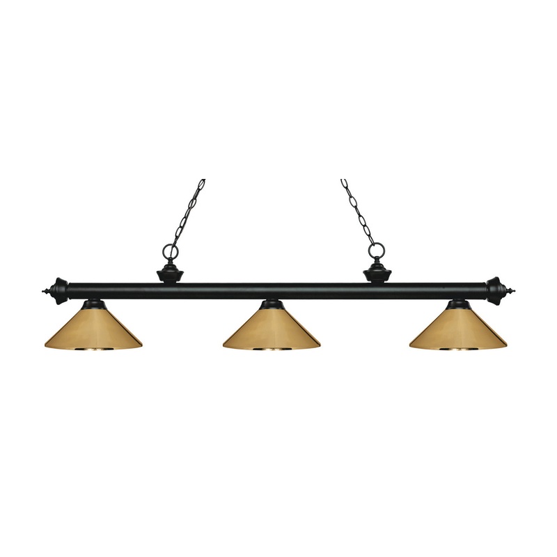 Z-Lite 200-3MB-MPB Riviera Three Light Island Pendant, Matte Black