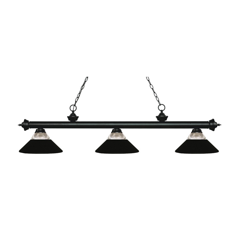 Z-Lite 200-3MB-RMB Riviera Three Light Island Pendant, Matte Black