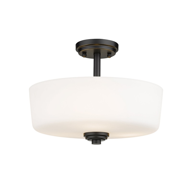 Z-Lite 220SF3-MB Arlington Three Light Semi Flush Mount, Matte Black