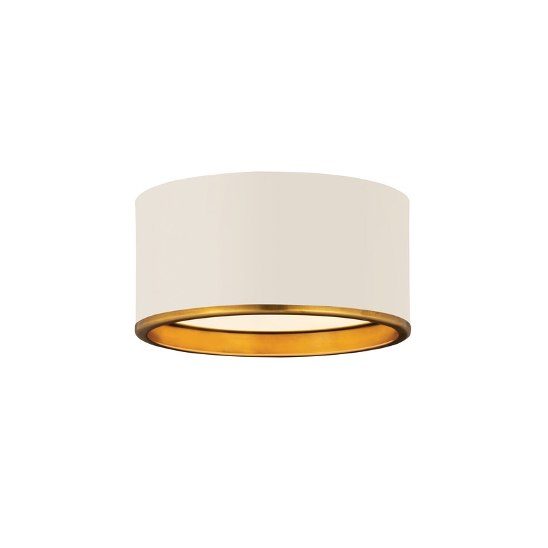 Z-Lite 2303F2-MW-RB Arlo Two Light Flush Mount, Matte White / Rubbed Brass