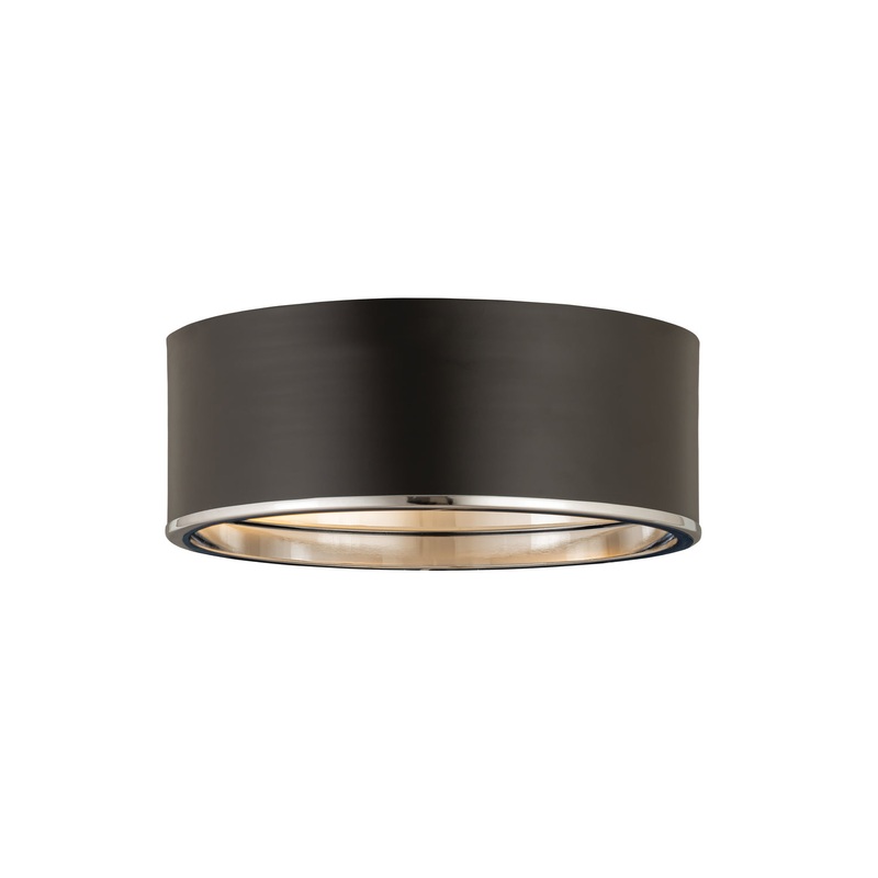 Z-Lite 2303F3-MB-CH Arlo Three Light Flush Mount, Matte Black / Chrome