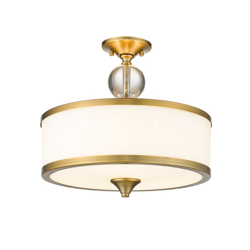 Z-Lite 307SF-HBR Cosmopolitan Three Light Semi Flush Mount, Heritage Brass