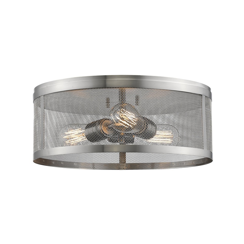 Z-Lite 331F14-BN Meshsmith Three Light Flush Mount, Brushed Nickel