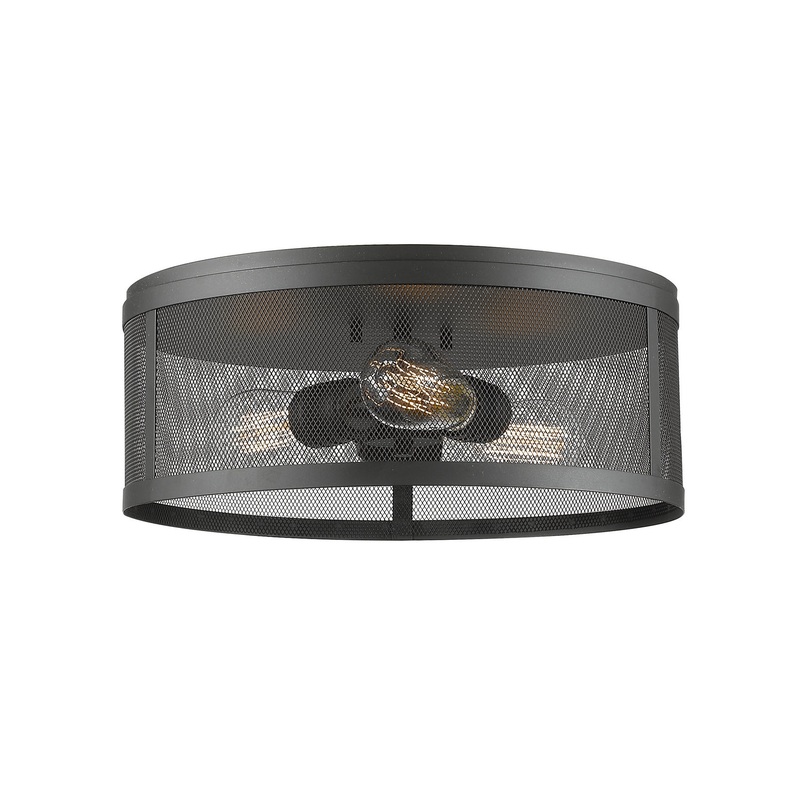 Z-Lite 331F14-BRZ Meshsmith Three Light Flush Mount, Bronze