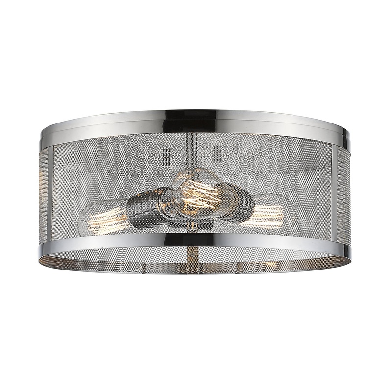 Z-Lite 331F14-CH Meshsmith Three Light Flush Mount, Chrome