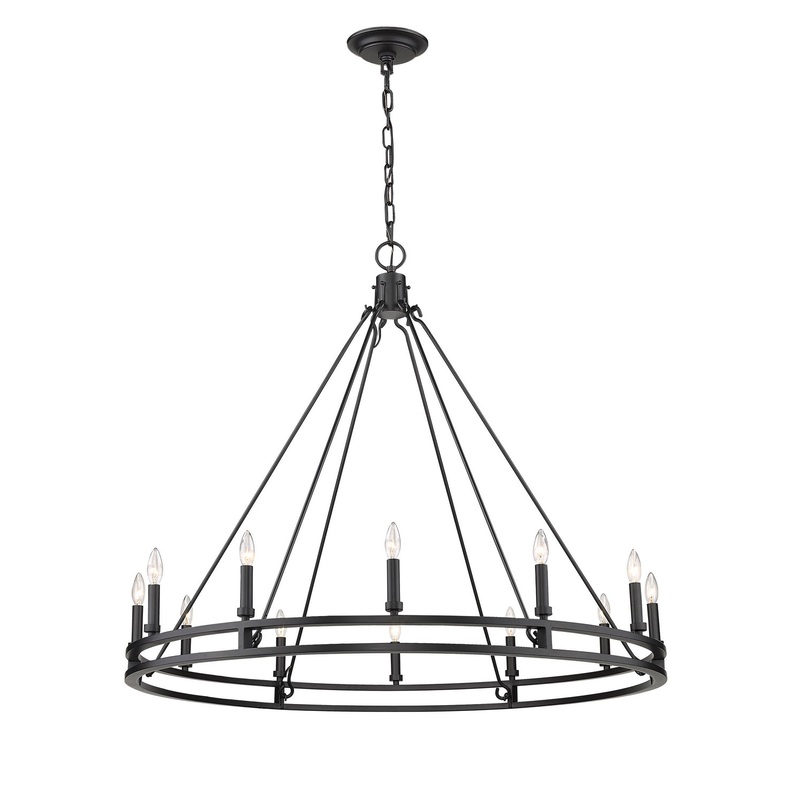 Z-Lite 4005-12MB Dennison 12 Light Chandelier, Matte Black