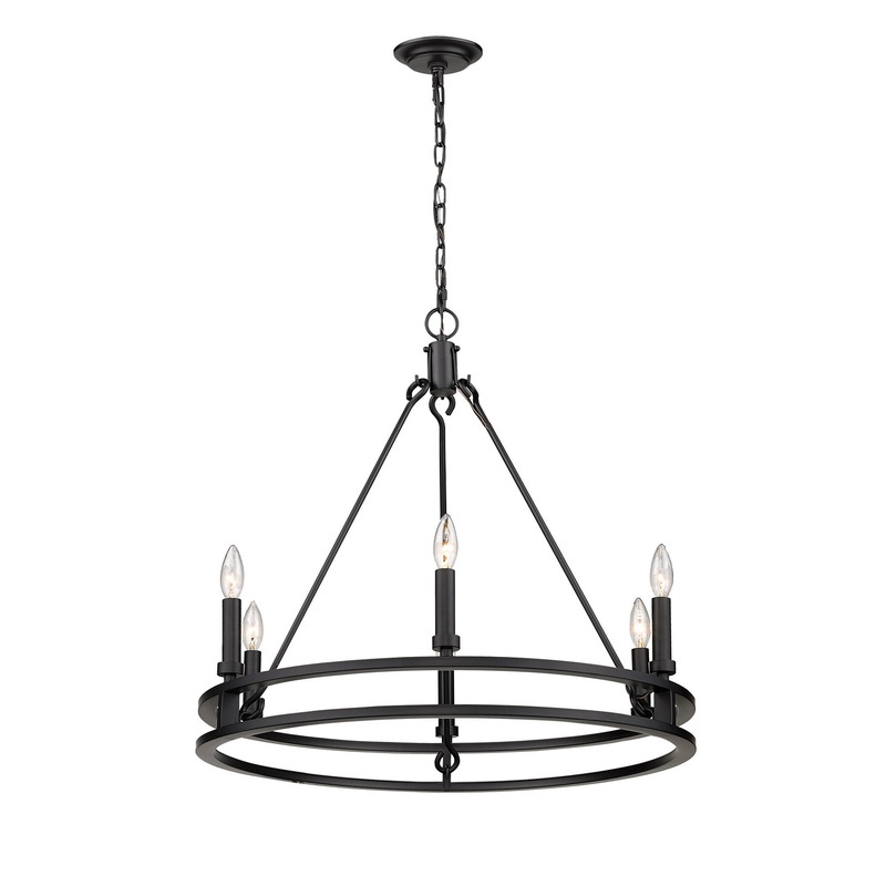 Z-Lite 4005-6MB Dennison Six Light Chandelier, Matte Black