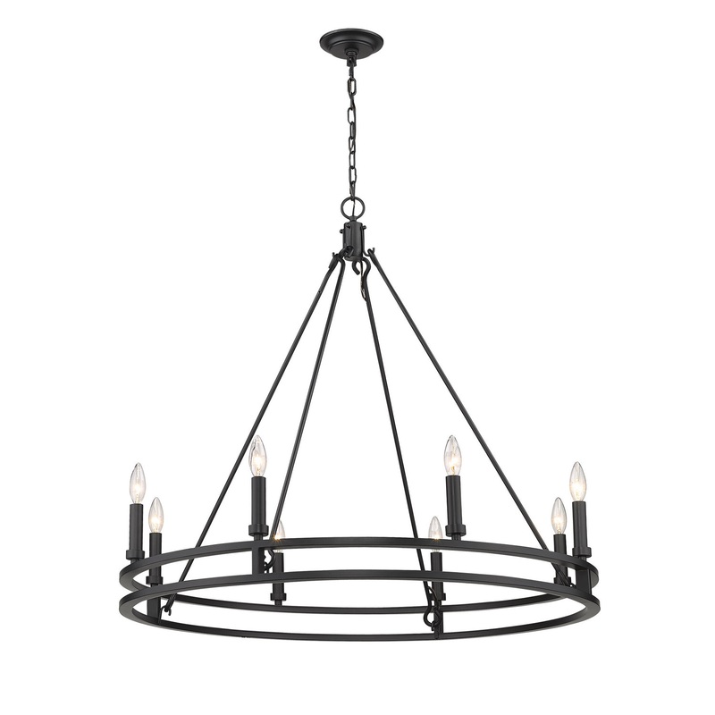 Z-Lite 4005-8MB Dennison Eight Light Chandelier, Matte Black