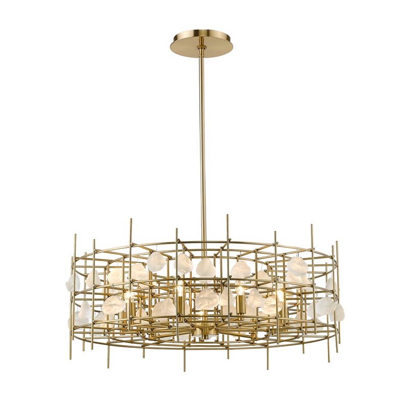 Z-Lite 4007-32AGBR Garroway Nine Light Chandelier, Aged Brass