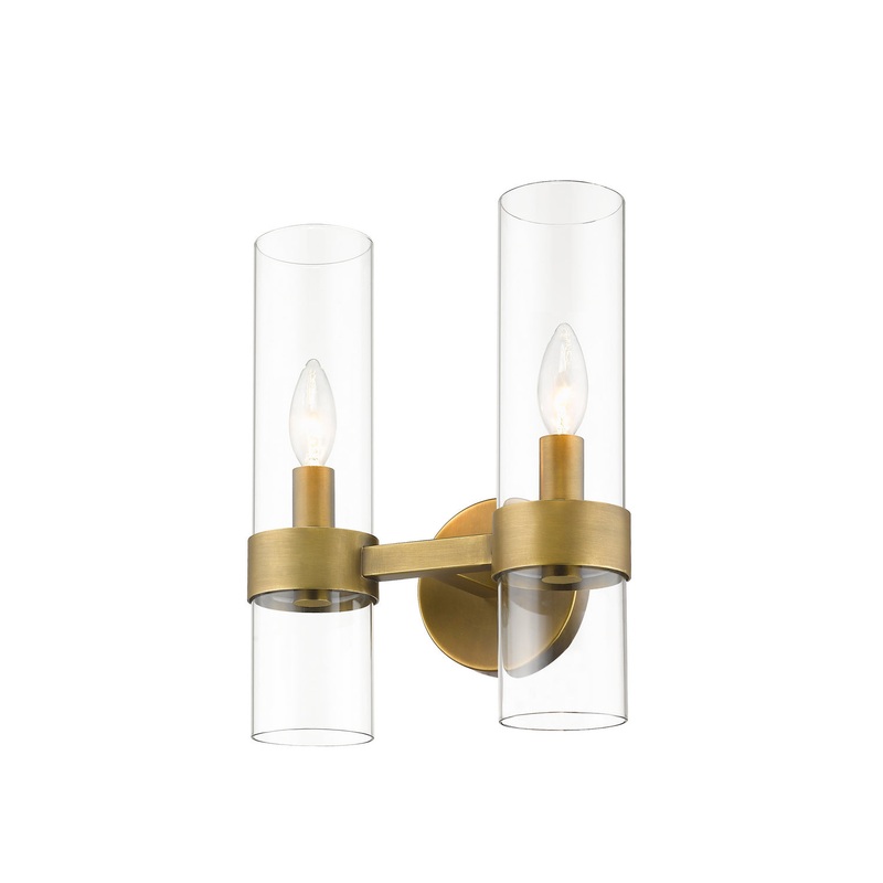 Z-Lite 4008-2S-RB Datus Two Light Wall Sconce, Rubbed Brass