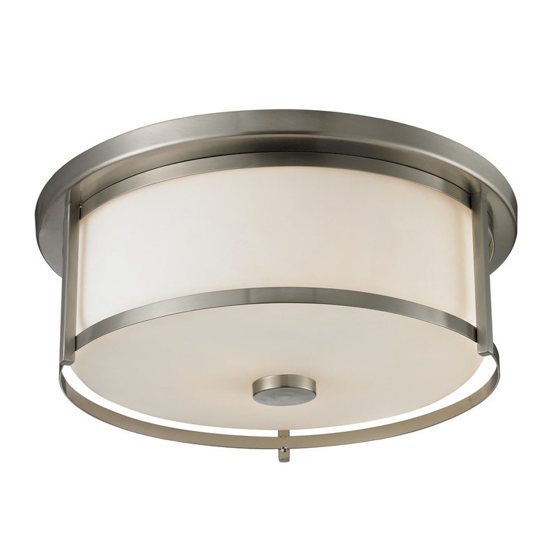 Z-Lite 412F16 Savannah Three Light Flush Mount, Brushed Nickel