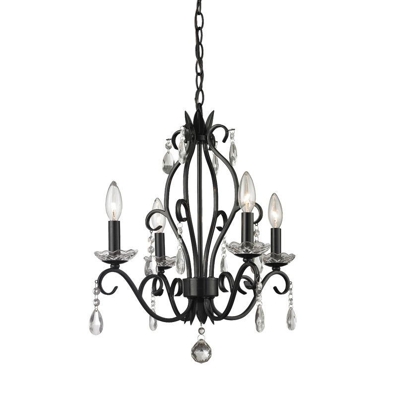 Z-Lite 425MB Princess Chandeliers Four Light Mini Chandelier, Matte Black