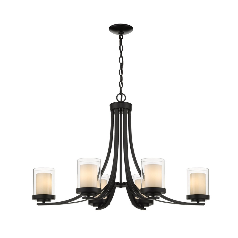 Z-Lite 426-6-MB Willow Six Light Chandelier, Matte Black