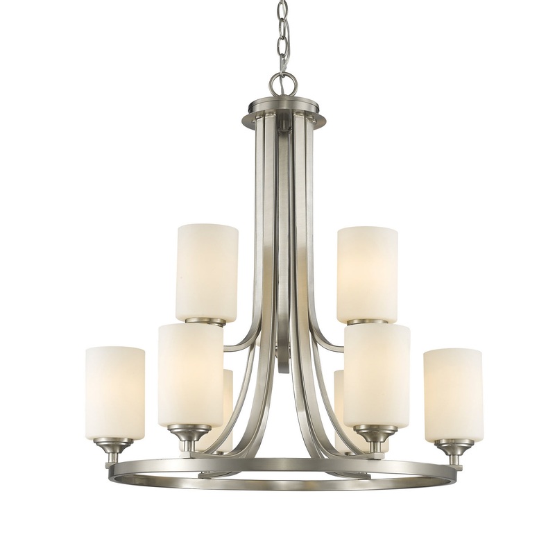 Z-Lite 435-9BN Bordeaux Nine Light Chandelier, Brushed Nickel