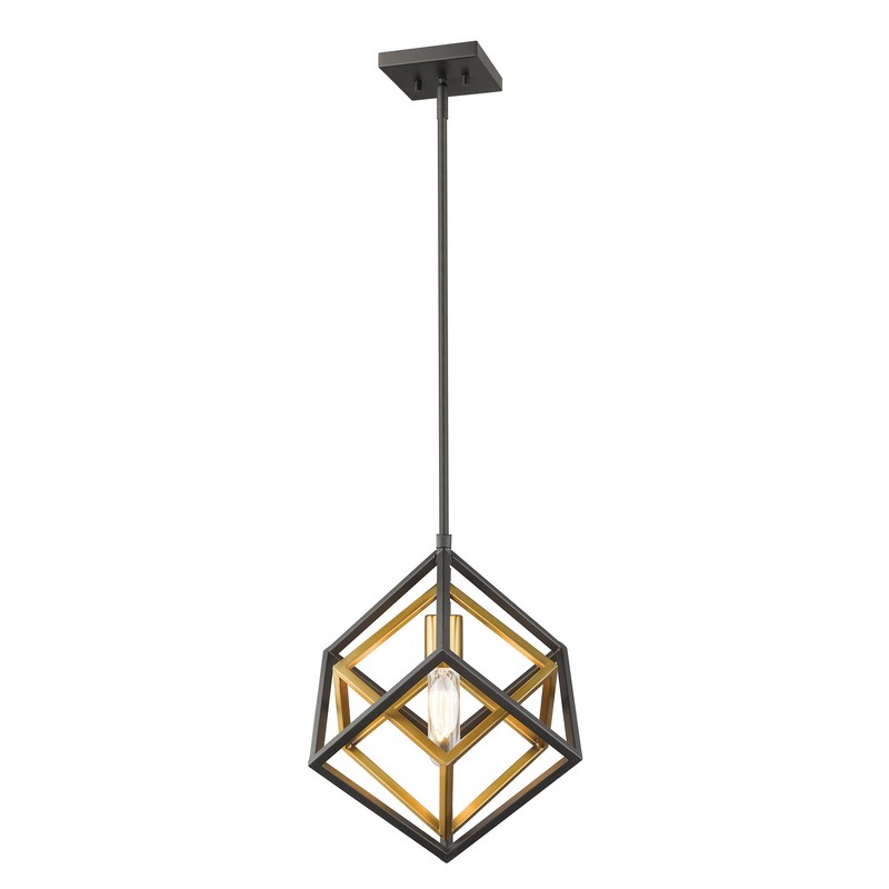 Z-Lite 457MP-OBR-BRZ Euclid One Light Mini Pendant, Olde Brass / Bronze