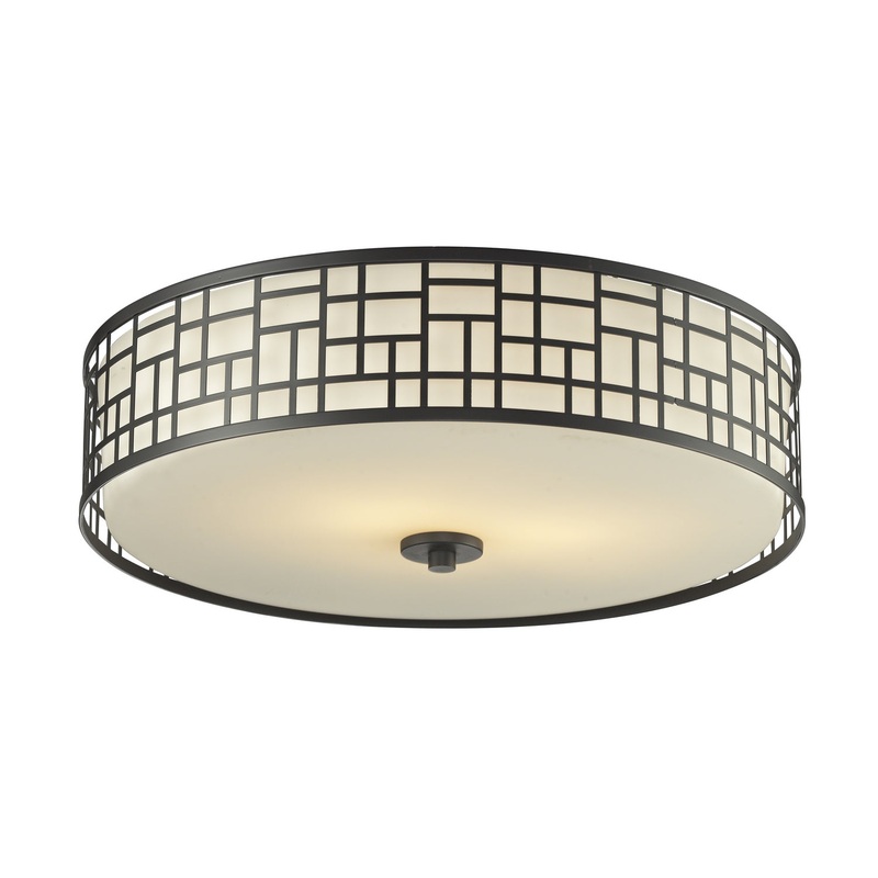 Z-Lite 329F20-BRZ Elea Three Light Flush Mount, Bronze