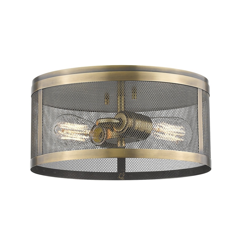 Z-Lite 331F12-NB Meshsmith Two Light Flush Mount, Natural Brass