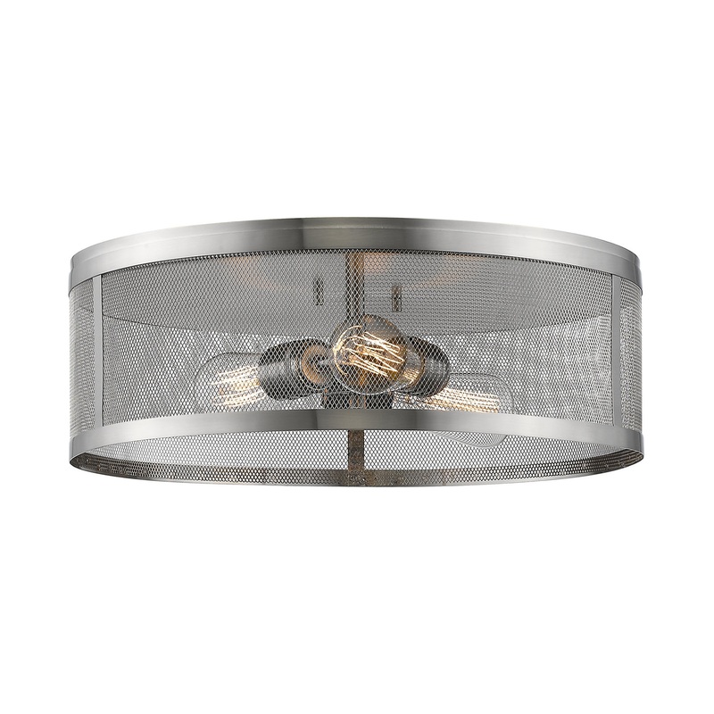 Z-Lite 331F18-BN Meshsmith Three Light Flush Mount, Brushed Nickel