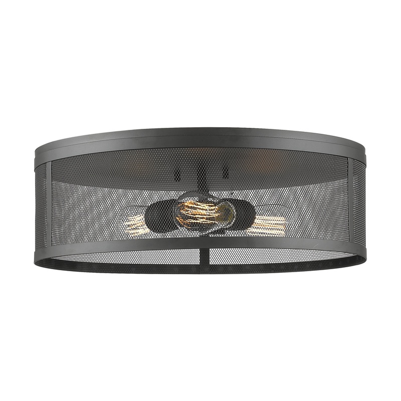 Z-Lite 331F18-BRZ Meshsmith Three Light Flush Mount, Bronze