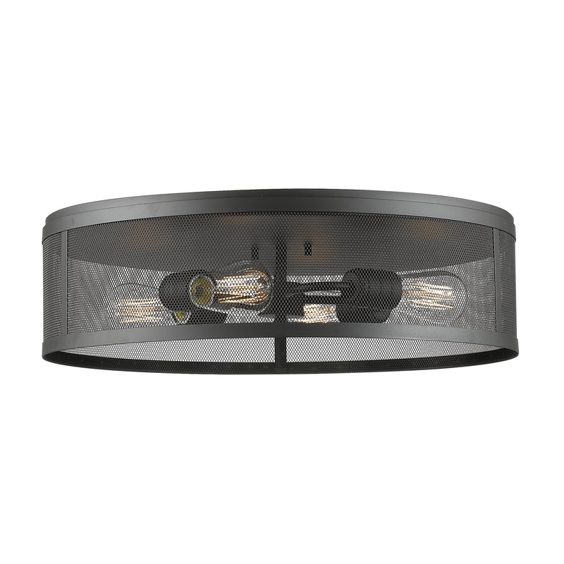 Z-Lite 331F21-BRZ Meshsmith Four Light Flush Mount, Bronze