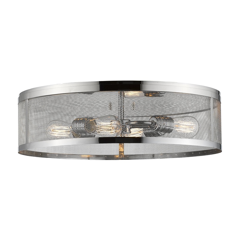 Z-Lite 331F21-CH Meshsmith Four Light Flush Mount, Chrome