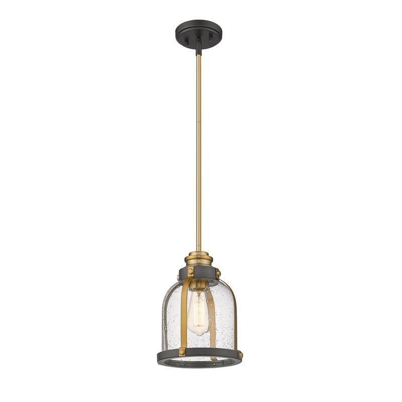 Z-Lite 337MP-BRZ+HB Burren One Light Mini Pendant, Bronze / Brass