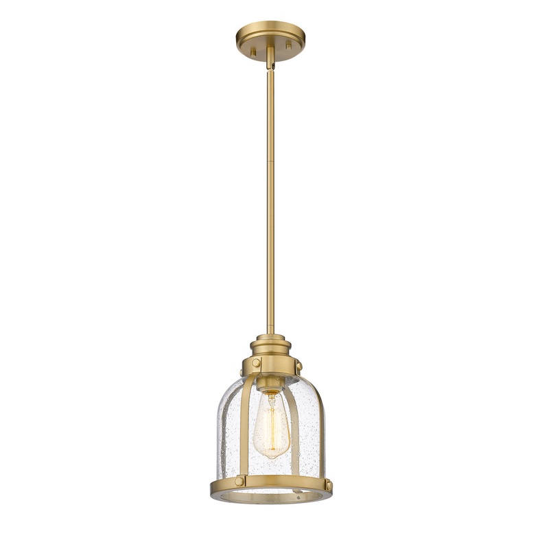Z-Lite 337MP-HBR Burren One Light Mini Pendant, Heritage Brass
