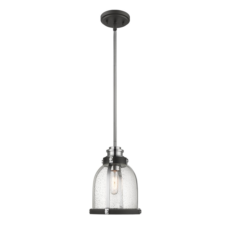 Z-Lite 337MP-MB+CH Burren One Light Mini Pendant, Matte Black / Chrome
