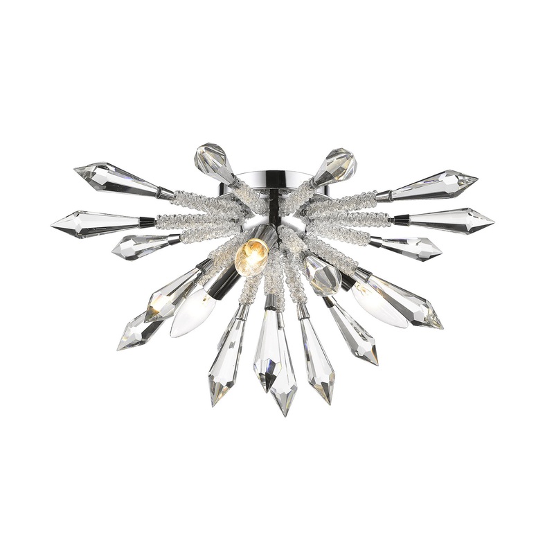 Z-Lite 4002F3 Soleia Three Light Flush Mount, Chrome