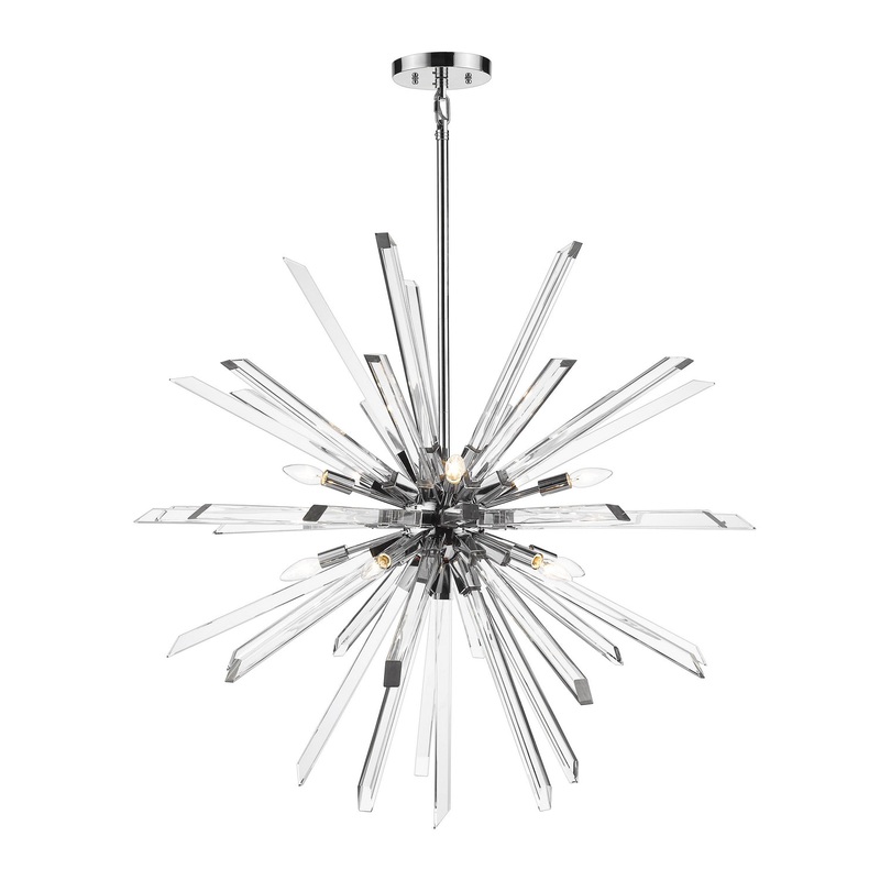 Z-Lite 4003-10CH Burst Ten Light Chandelier, Chrome