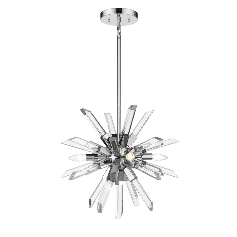 Z-Lite 4003-4CH Burst Four Light Chandelier, Chrome