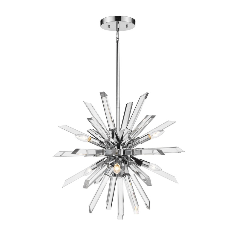 Z-Lite 4003-6CH Burst Six Light Chandelier, Chrome
