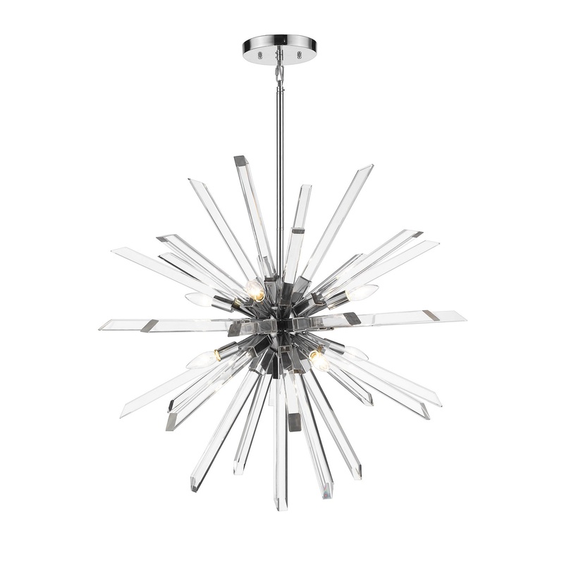 Z-Lite 4003-8CH Burst Eight Light Chandelier, Chrome