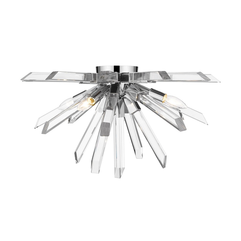 Z-Lite 4003-F-CH Burst Four Light Flush Mount, Chrome