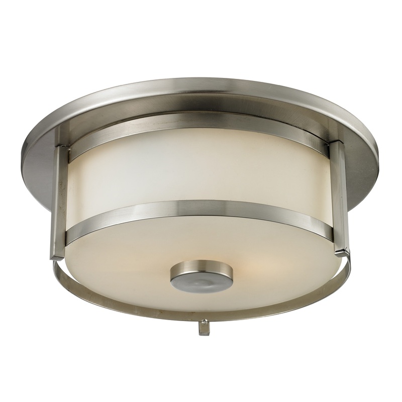 Z-Lite 412F11 Savannah Two Light Flush Mount, Brushed Nickel