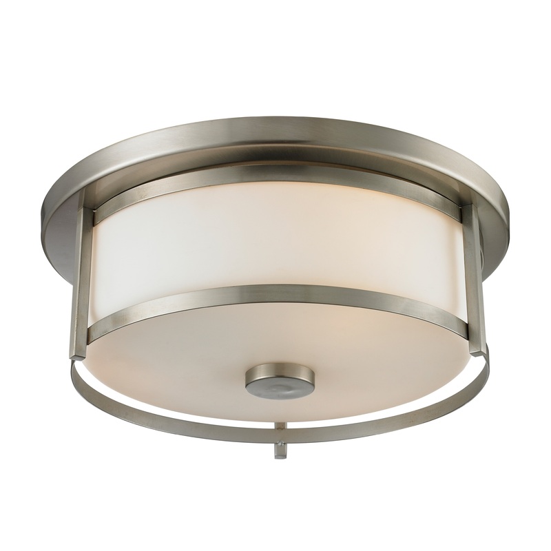 Z-Lite 412F14 Savannah Two Light Flush Mount, Brushed Nickel