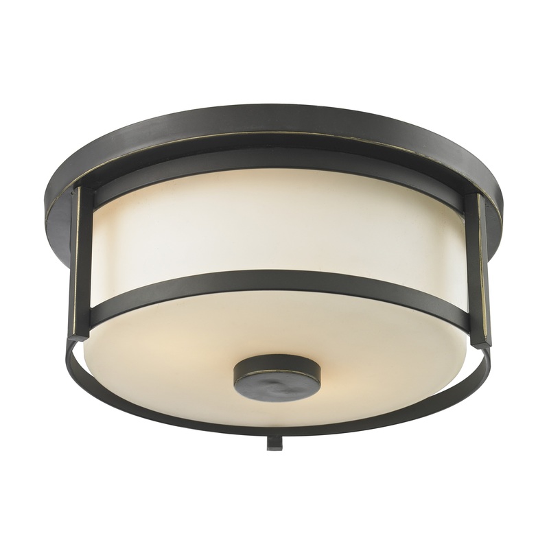 Z-Lite 413F11 Savannah Two Light Flush Mount, Olde Bronze