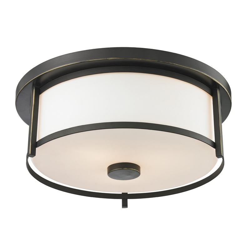 Z-Lite 413F14 Savannah Two Light Flush Mount, Olde Bronze