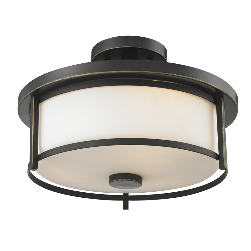 Z-Lite 413SF14 Savannah Two Light Semi Flush Mount, Olde Bronze