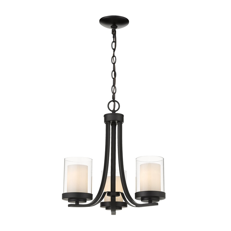 Z-Lite 426-3C-MB Willow Three Light Chandelier, Matte Black