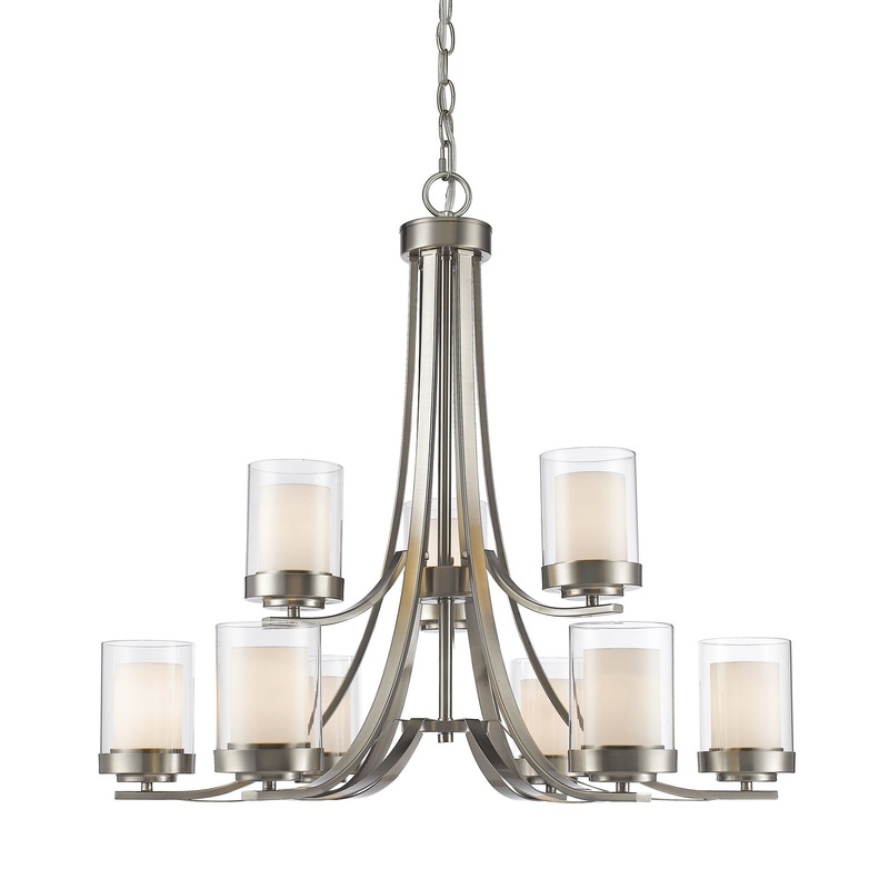 Z-Lite 426-9-BN Willow Nine Light Chandelier, Brushed Nickel