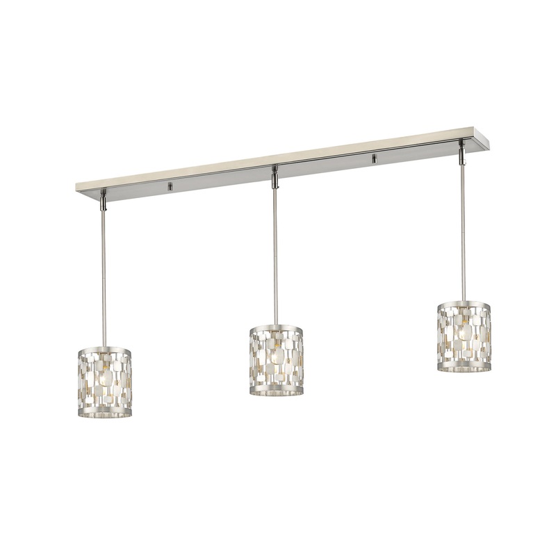 Z-Lite 430MP-3BN Almet Three Light Island Pendant, Brushed Nickel